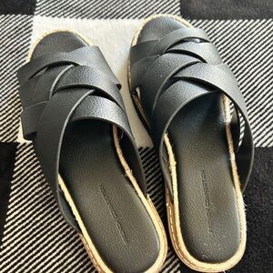 French Connection Black Woven Strap Sandals